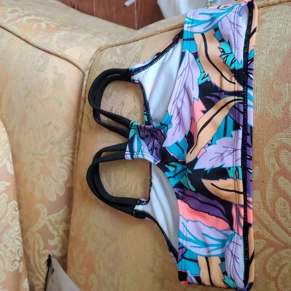 Girls’ Jungle Leaf Print Bikini Top Size 6/6x UPF 50+ Protection Art Class - Picture 3 of 5
